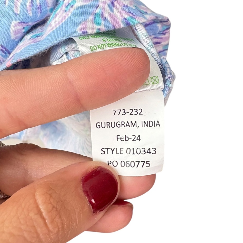 Lilly Pulitzer Geanna Tiered T-Shirt Dress Blue Tropical Tiger Palm Print‎ Small - Picture 6 of 8